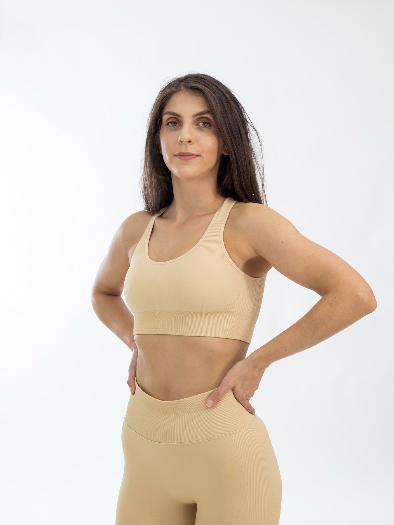 Boost+ Open Back Sports Bra - Light Beige