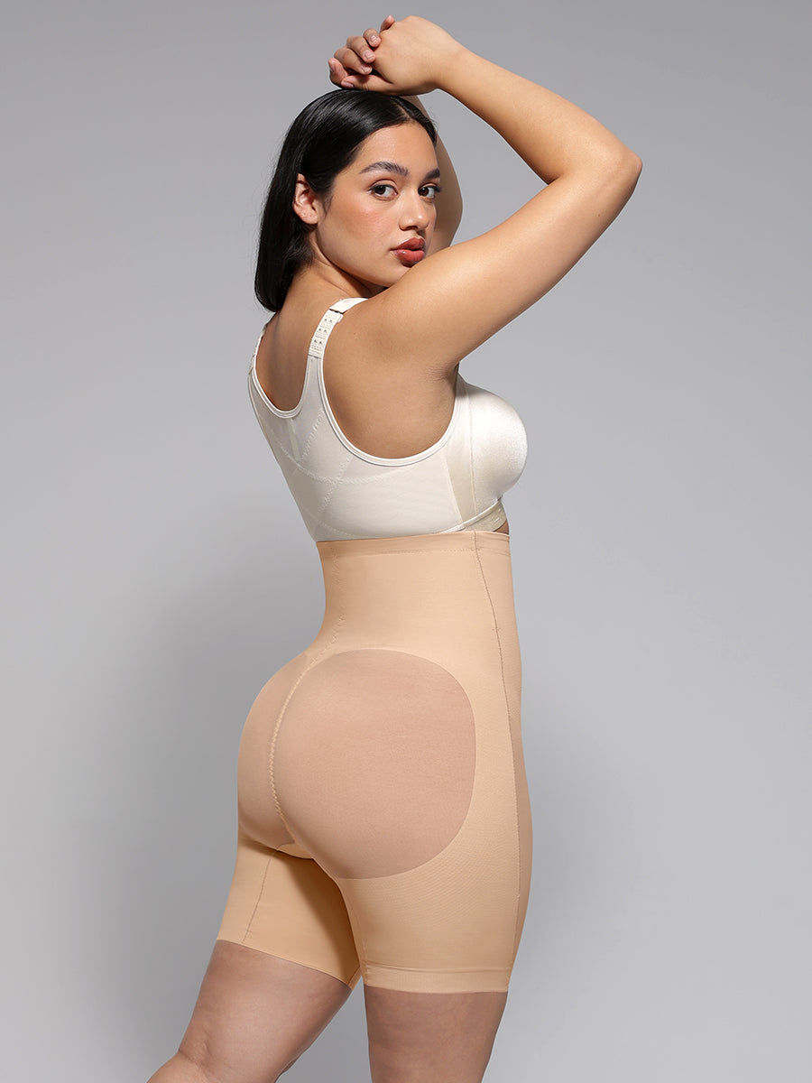 Power Silhouette Shaping Shorts in nude – back three-quarter view