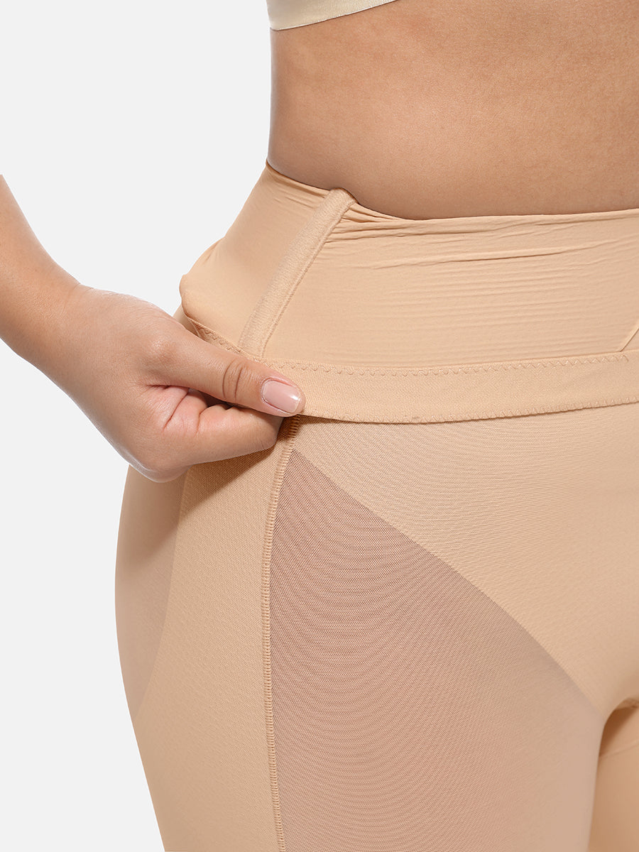 Power Silhouette Shaping Shorts in nude – close-up of the waistband