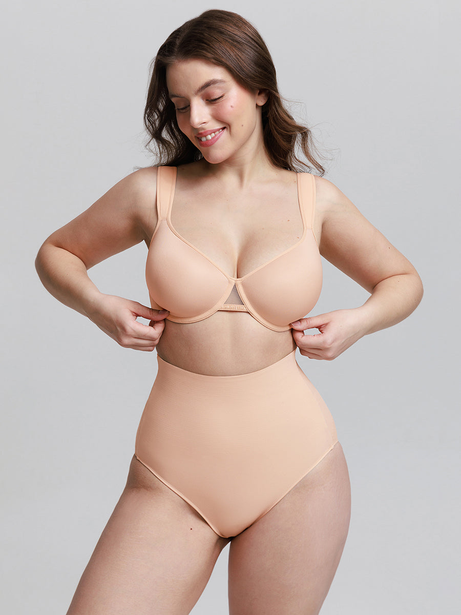 Shop Lily SoftHalo Wireless Bra in nude, wireless T-shirt bra – front view