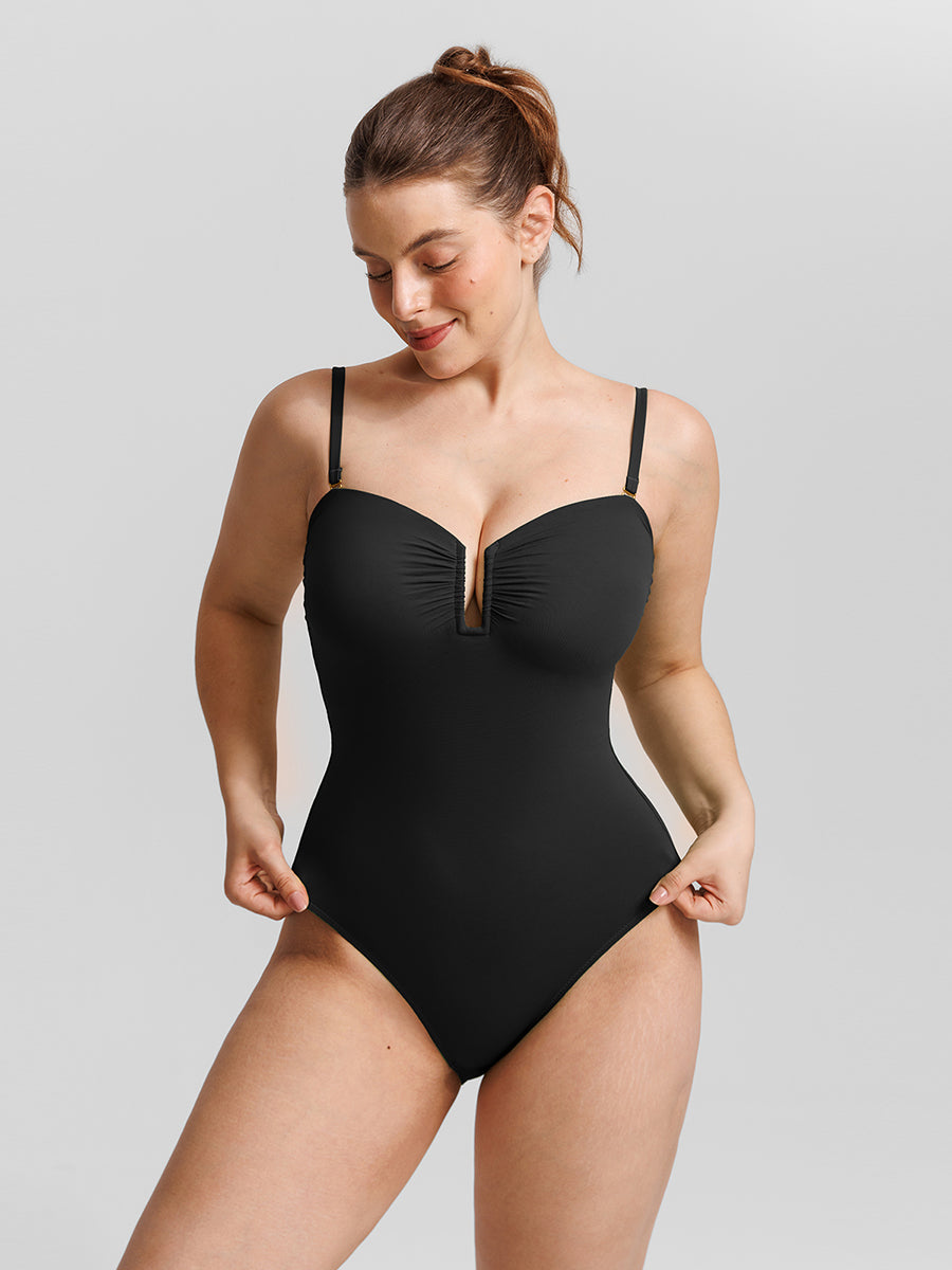 Shop Lily Silhouette One-Piece Swimsuit in black, sweetheart-neck one-piece swimsuit – product shot on a plain background