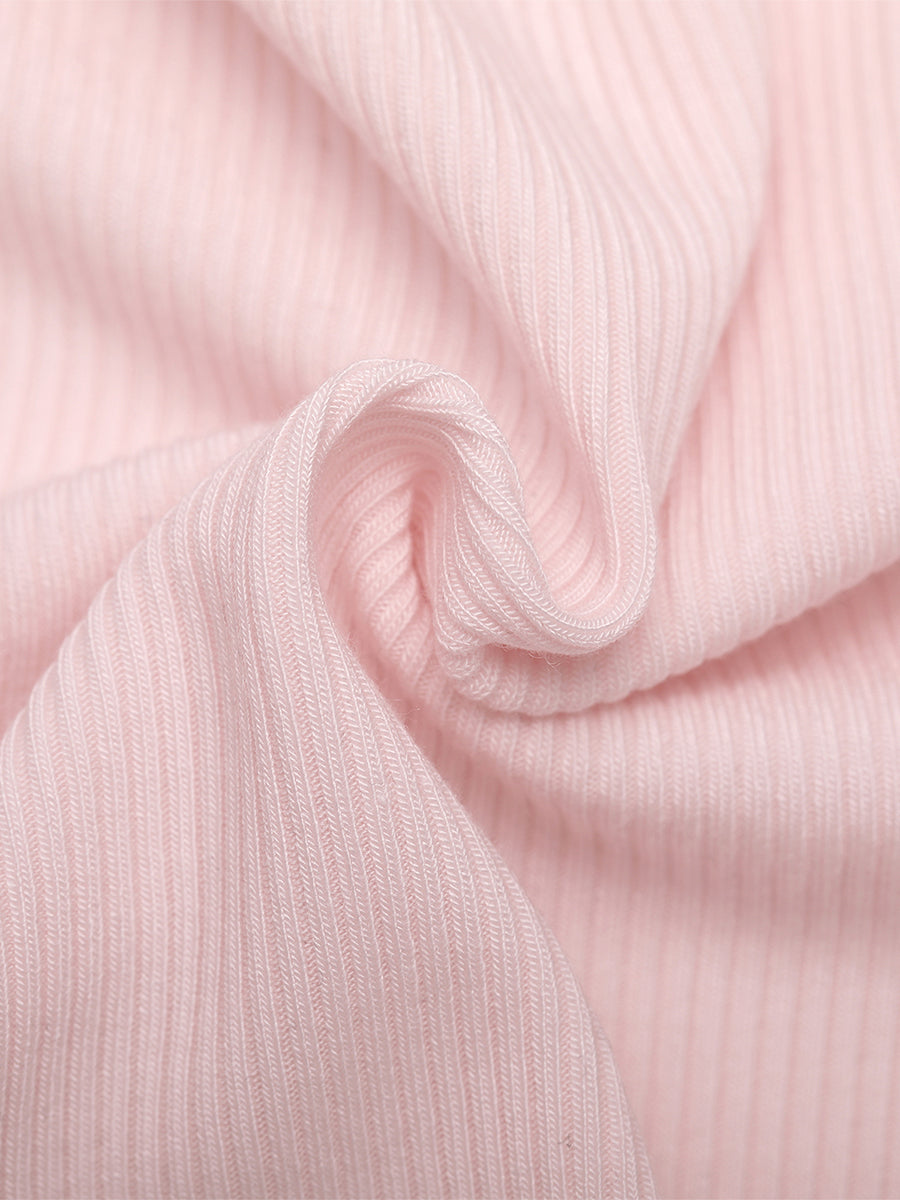 True Comfort Luxe Lounge Pants in pink – close-up of the ribbed fabric