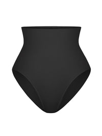Shop Lily Ultimate Sculpt Shaping Panties in black, high-waisted tummy-control shaping panties – product shot on a plain background