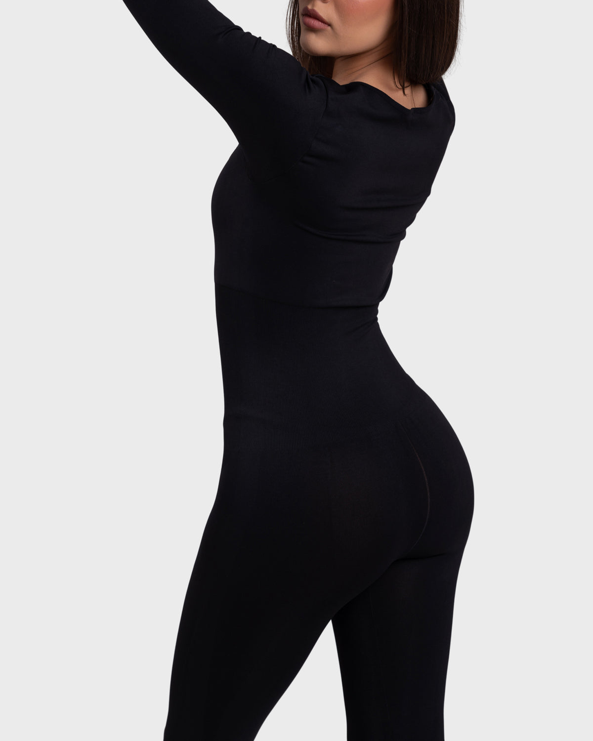 All Day Long Sleeve Flare Jumpsuit in black – side view