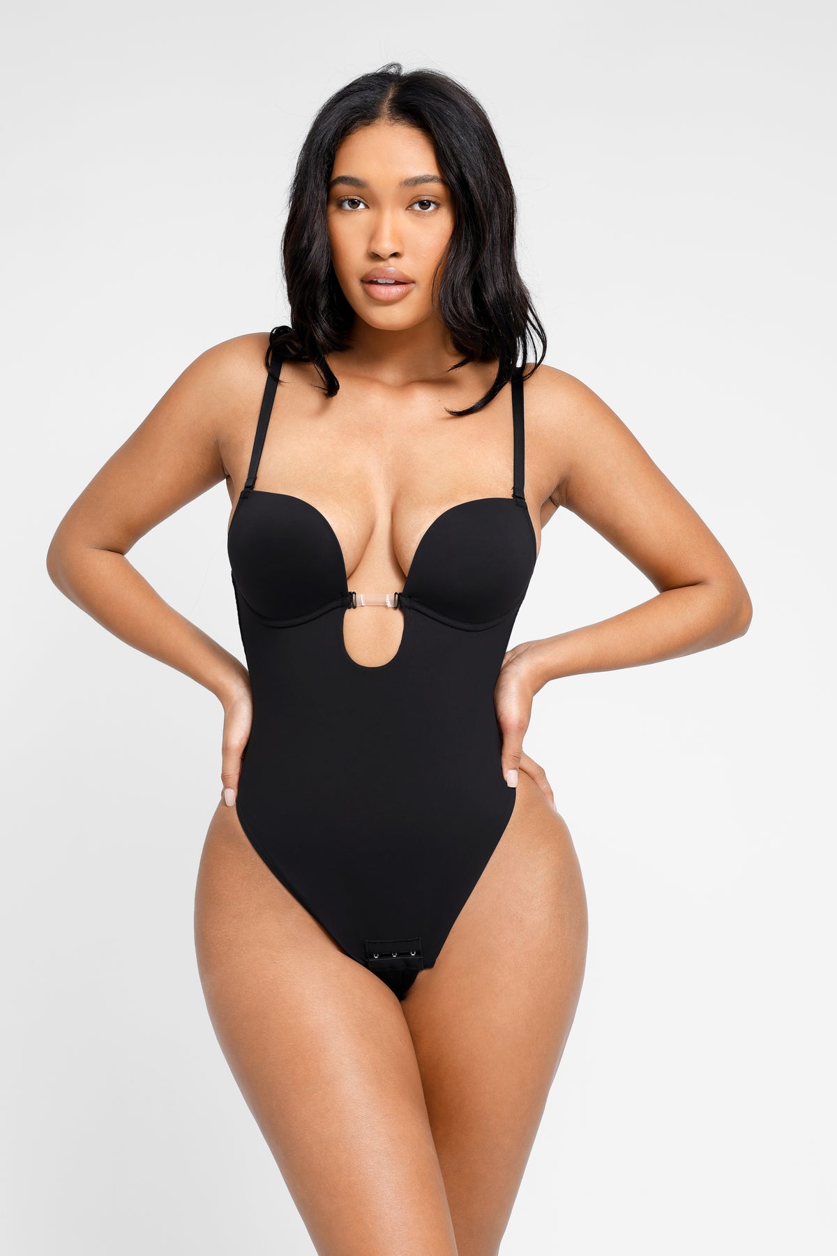 Bombshell Invisible Bra Bodysuit in black – alternate front view