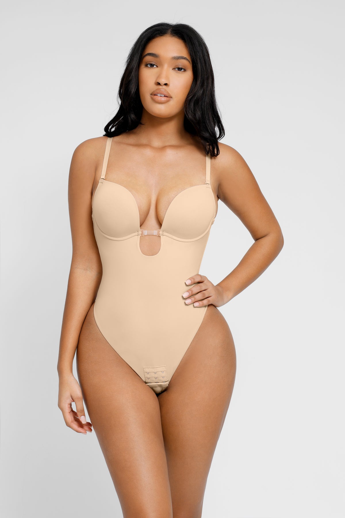 Bombshell Invisible Bra Bodysuit in nude – alternate front view