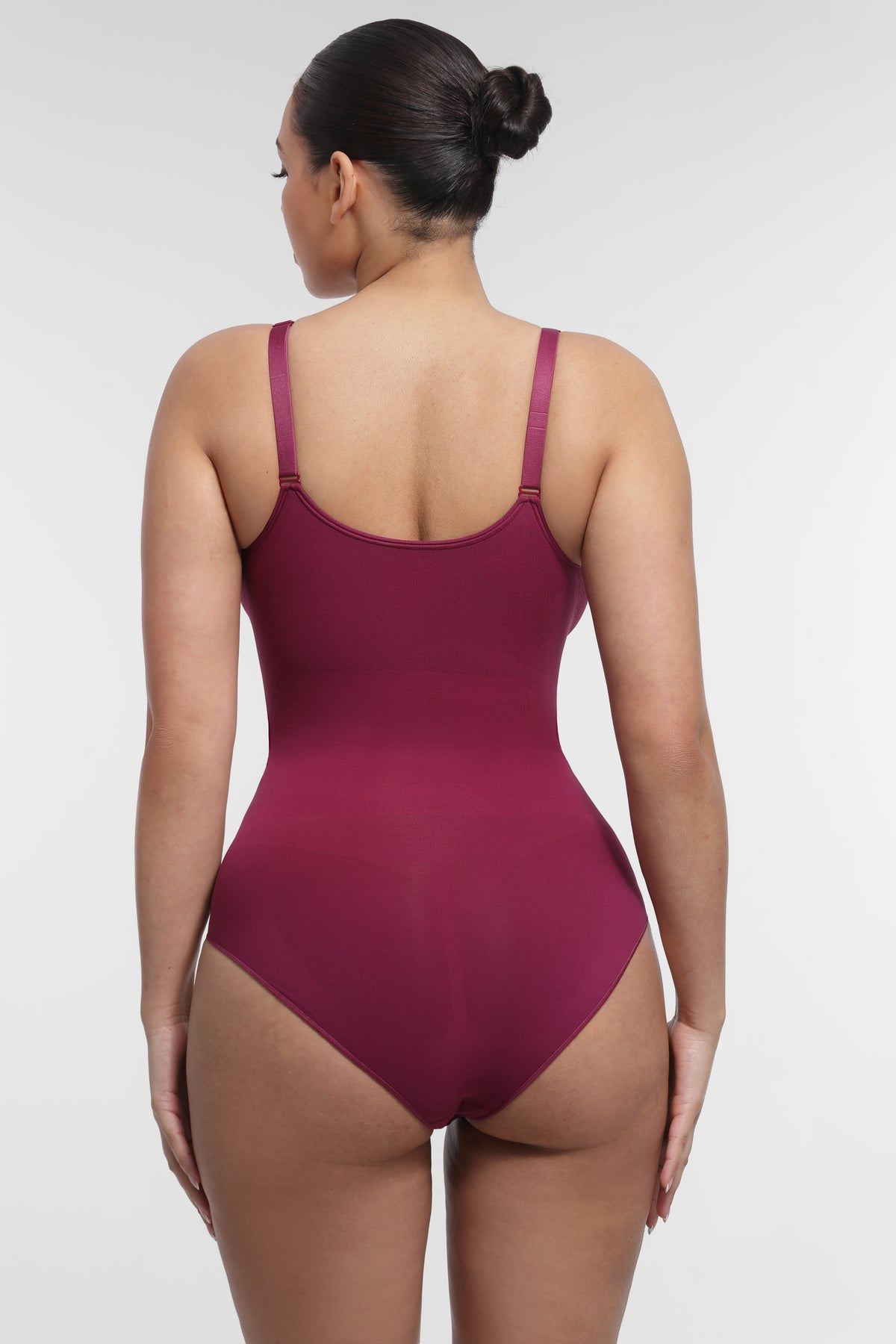 SculptEase Shaping Bodysuit in dark red – back view