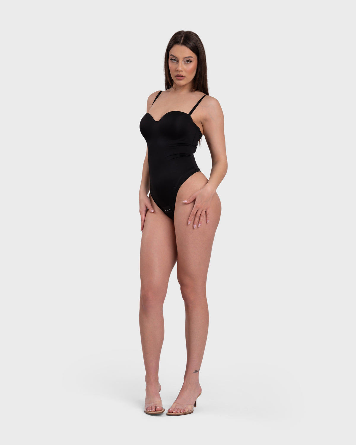Bustier Corset Bodysuit in black – full-length front view