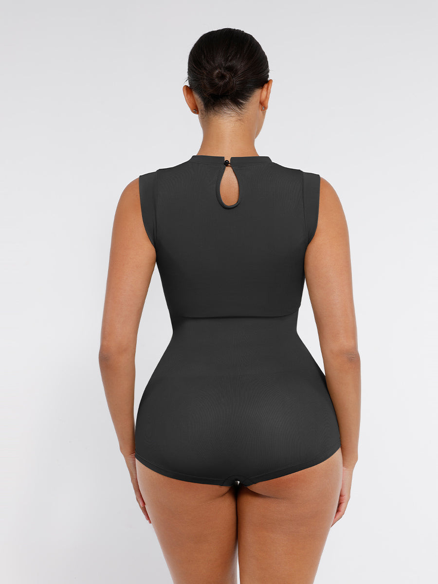 Sculpt Chic High-Neck Bodysuit in black – back view