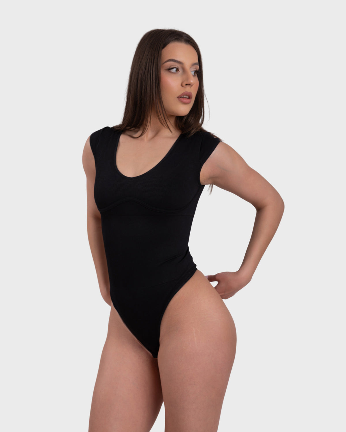 All Day Sculpting Bodysuit in black – three-quarter view