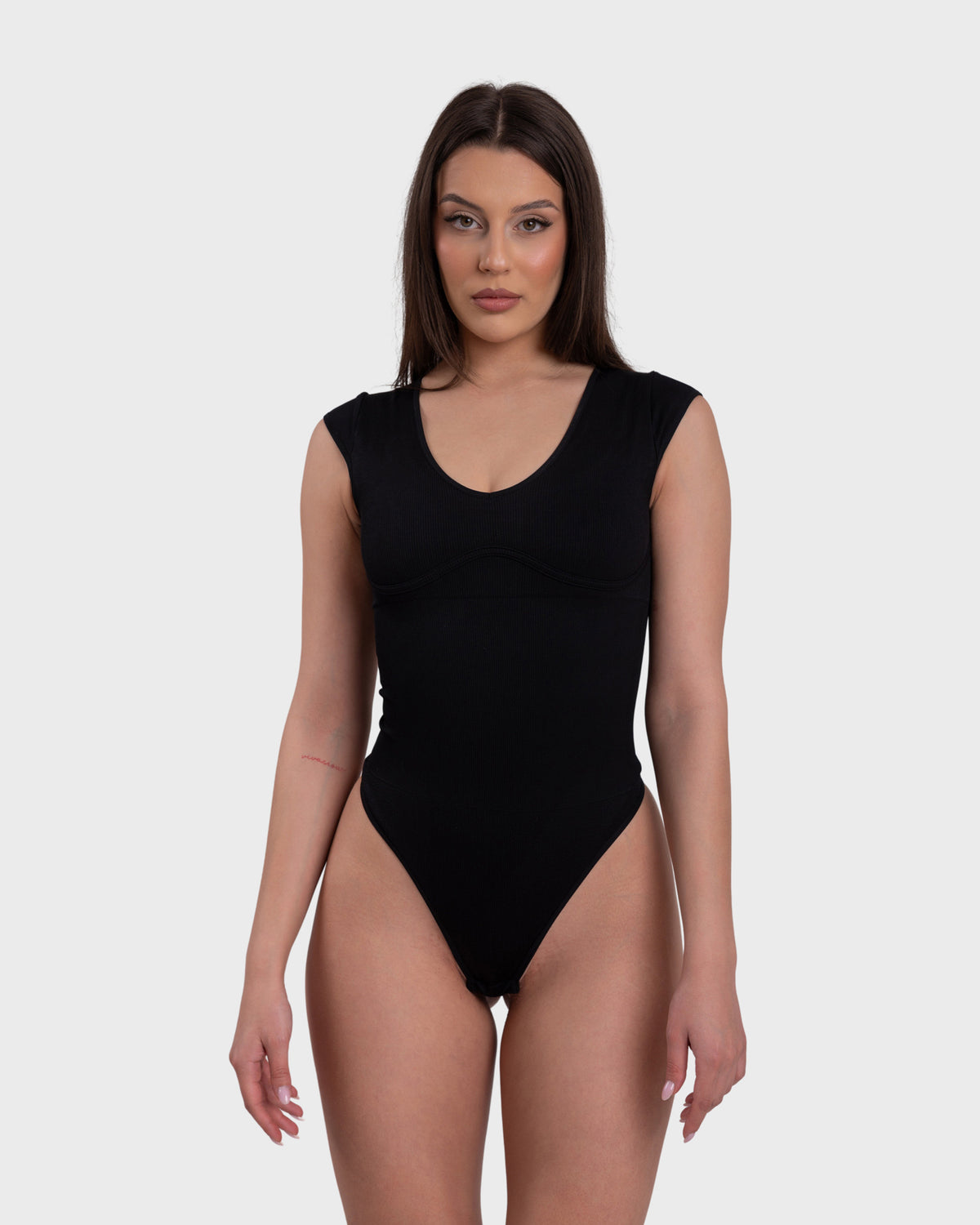 All Day Sculpting Bodysuit in black – alternate front view
