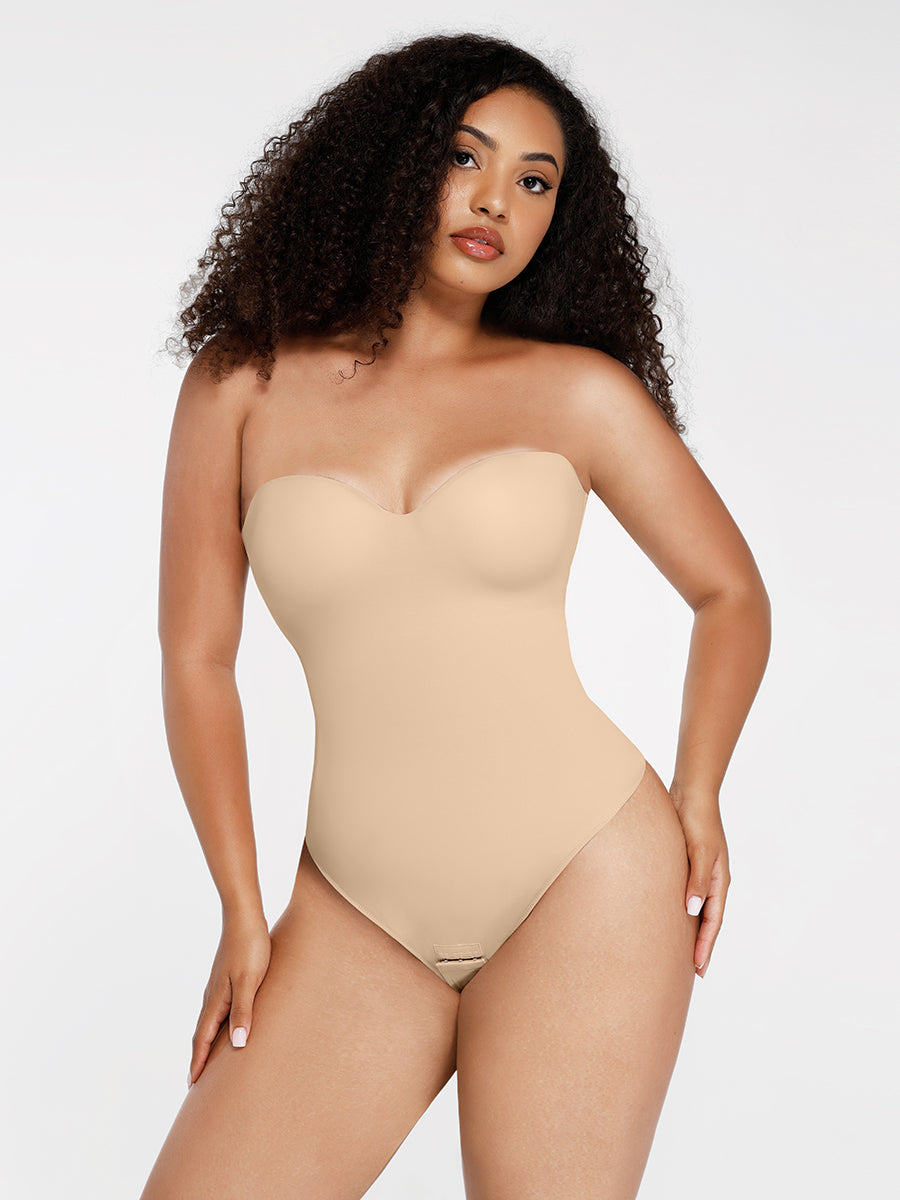 Bustier Corset Bodysuit in nude – alternate front view