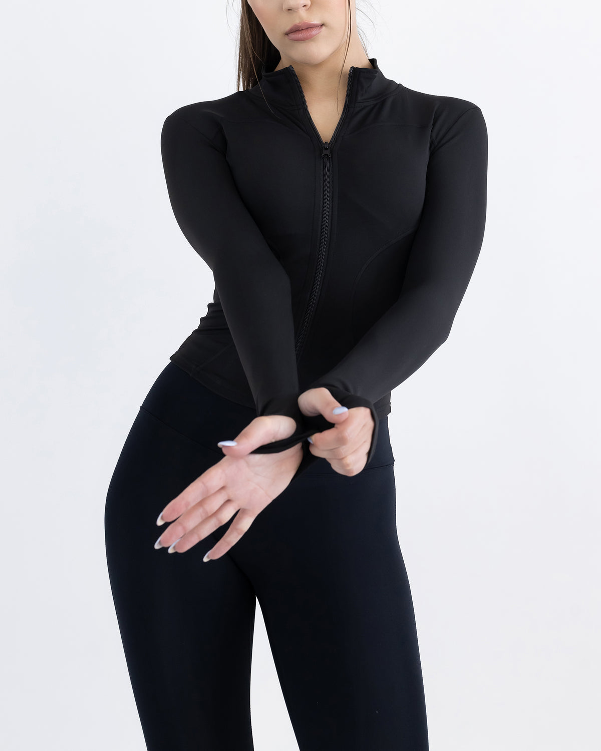 Evolve Contour Long Sleeve Jacket in black – side view
