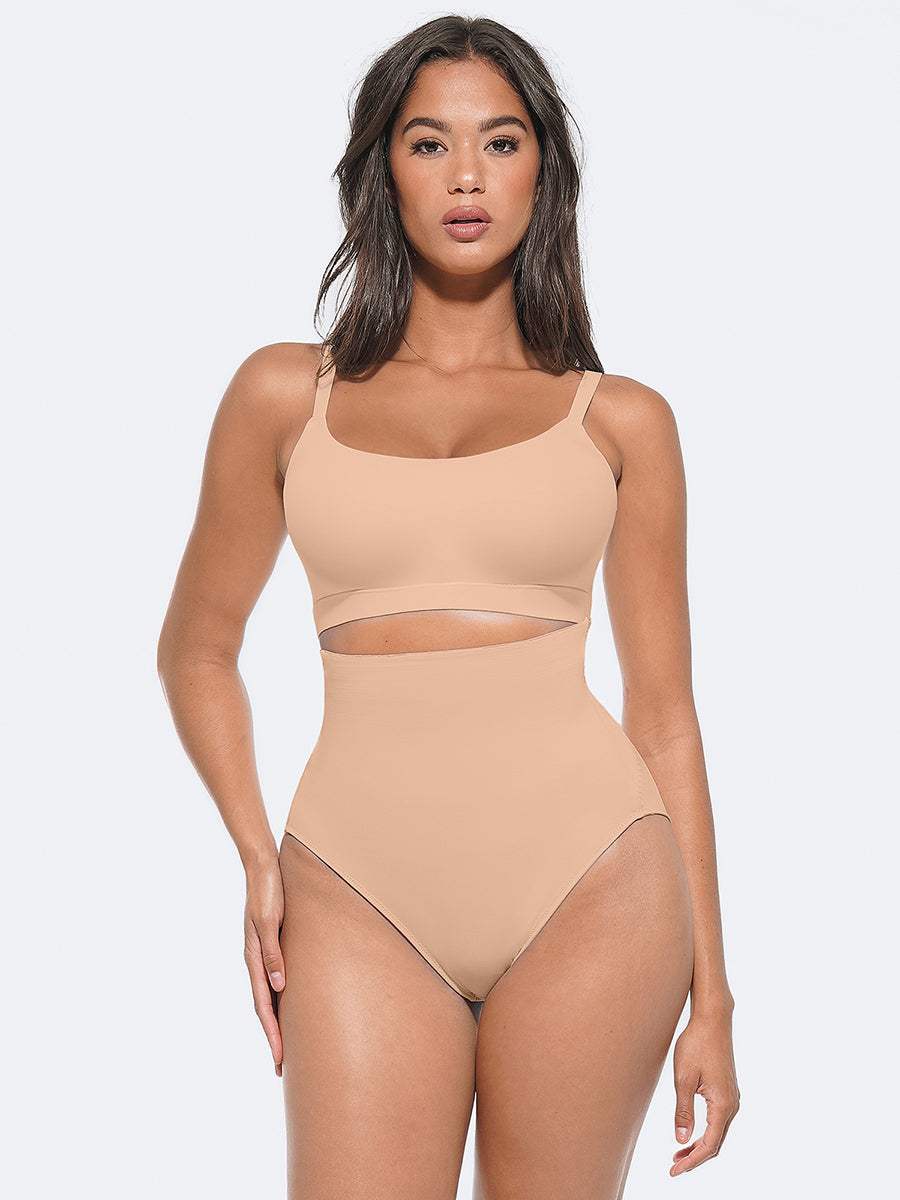 Ultimate Sculpt Shaping Panties in nude – worn with a matching bra