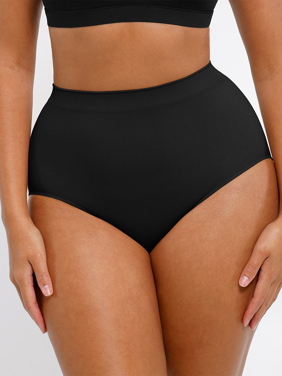 High Waisted Classic Shaping Panties in black – alternate front view