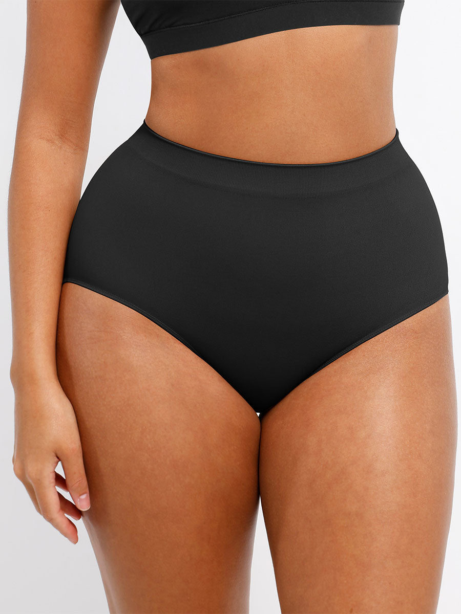 High Waisted Classic Shaping Panties in black – alternate front view