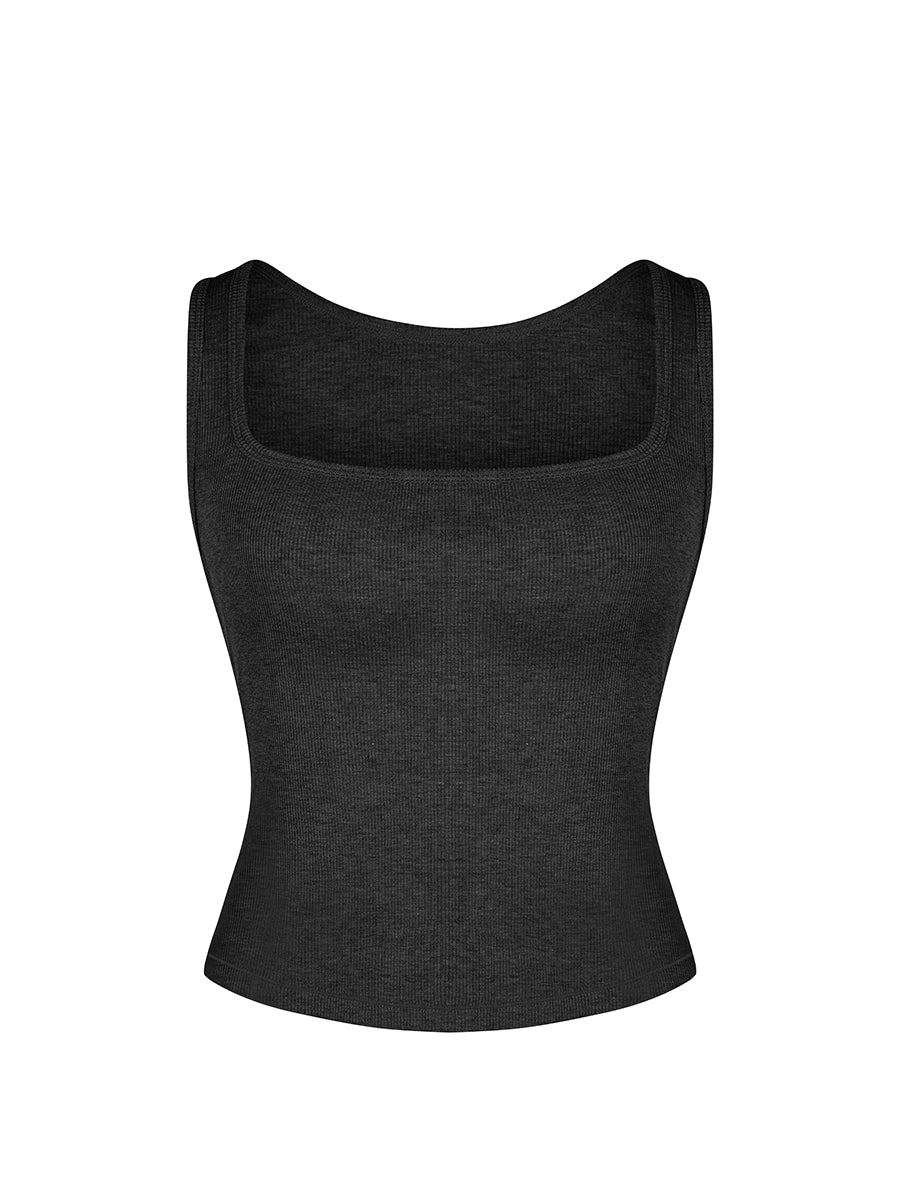 True Comfort Luxe Lounge Top in black – product shot on a plain background