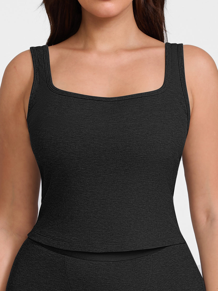 True Comfort Luxe Lounge Top in black – alternate front view