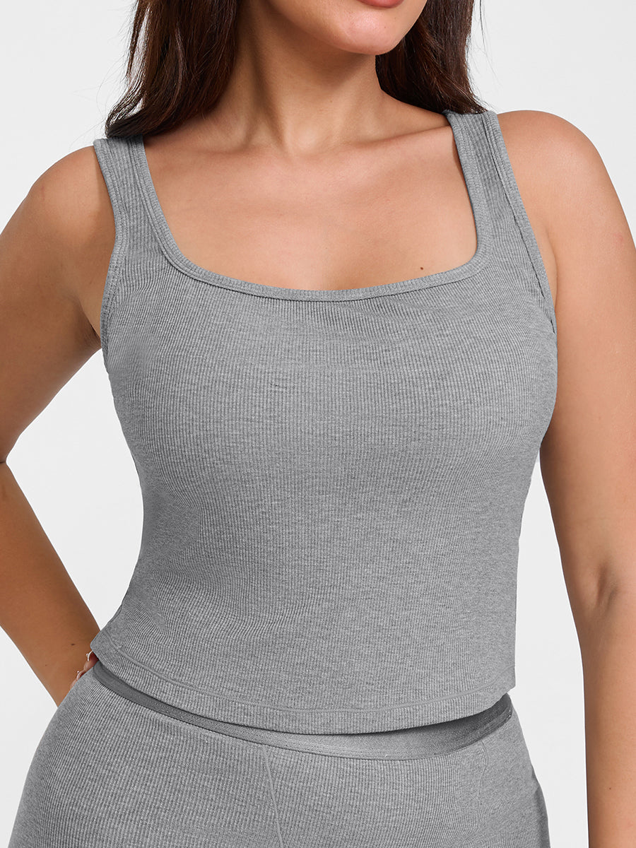 True Comfort Luxe Lounge Top in grey – alternate front view