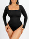 Long Sleeve Square Neck Bodysuit - Black