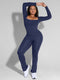 All Day Long Sleeve Flare Jumpsuit - Blue