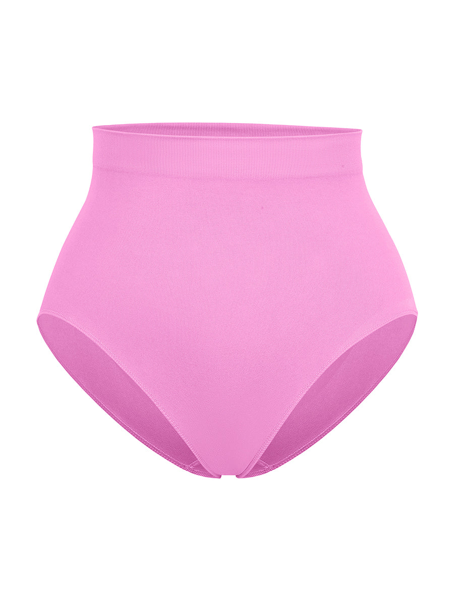 Shop Lily High Waisted Classic Shaping Panties in pink, seamless high-waisted shaping briefs – product shot on a plain background