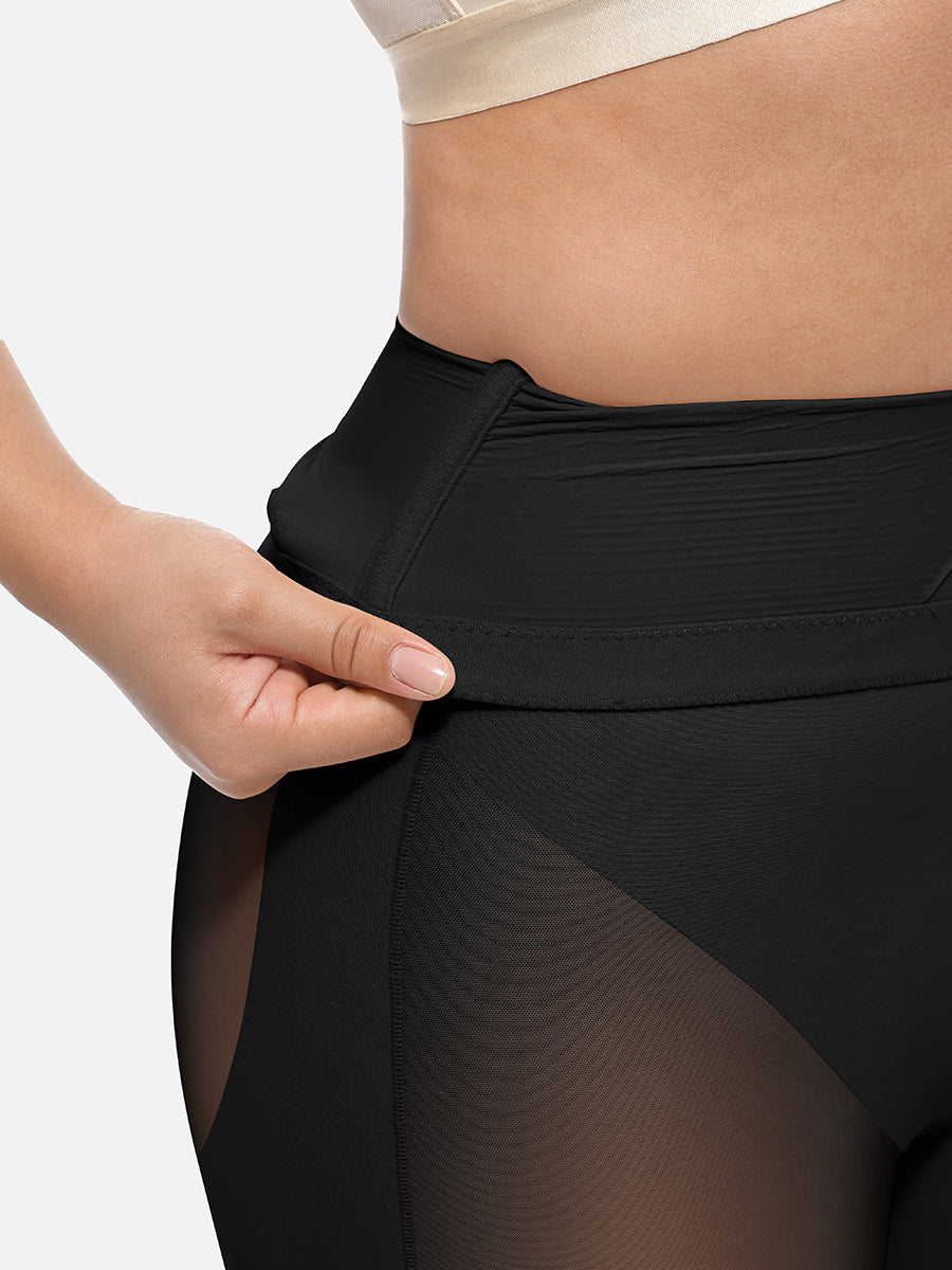 Power Silhouette Shaping Shorts in black – close-up of the waistband