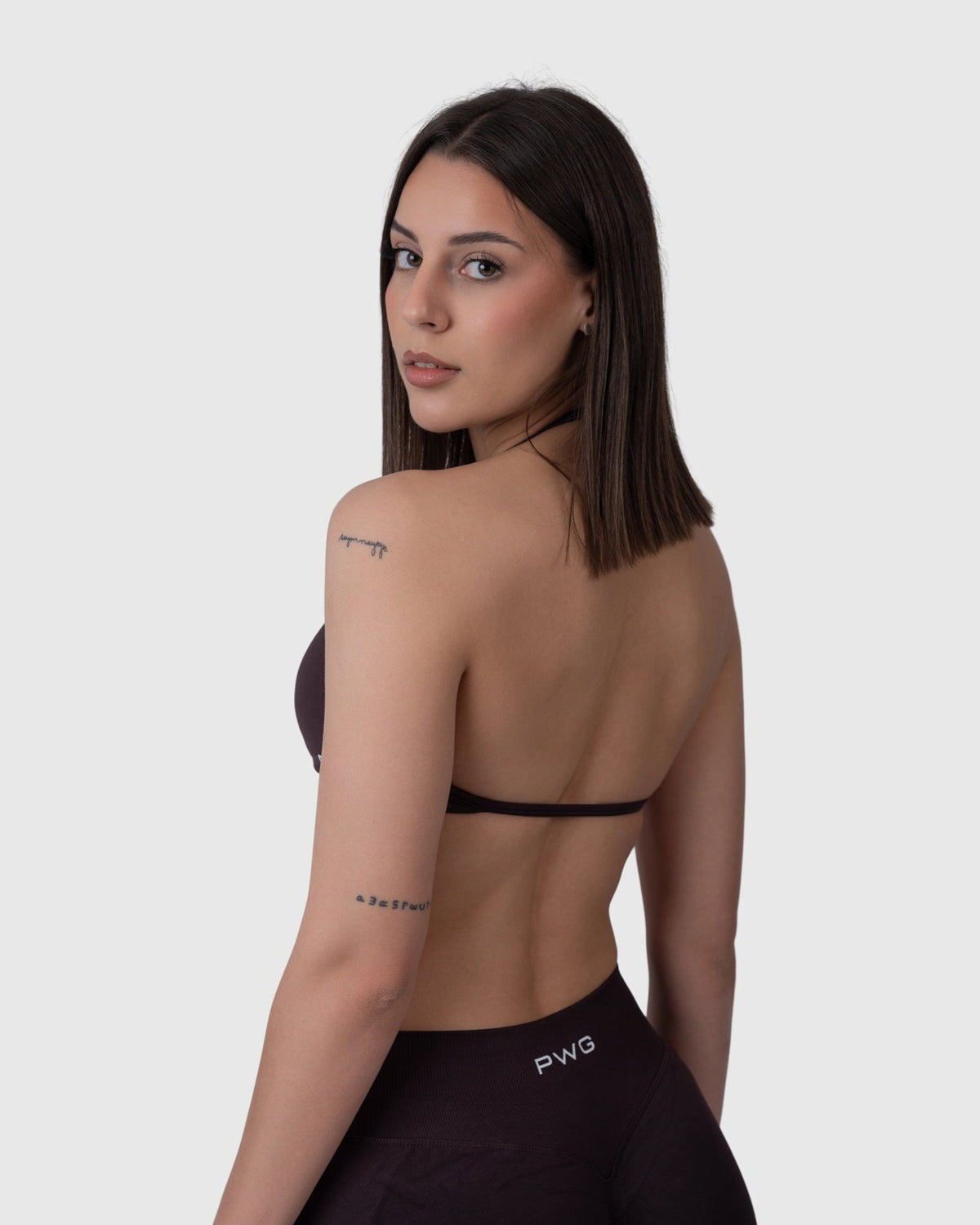 Form Backless Bra in mocha – back three-quarter view