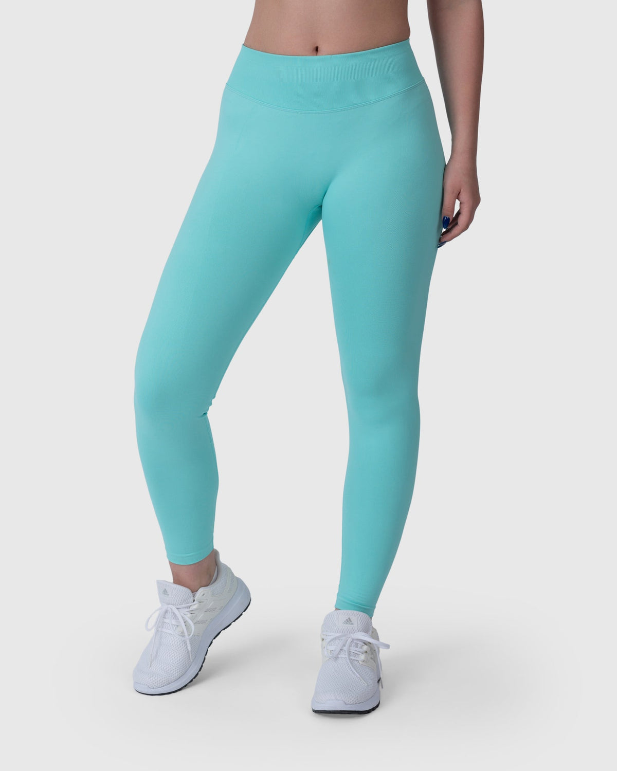 Shop Lily Form Sculpting Leggings in aqua, high-waisted sculpting leggings – side view