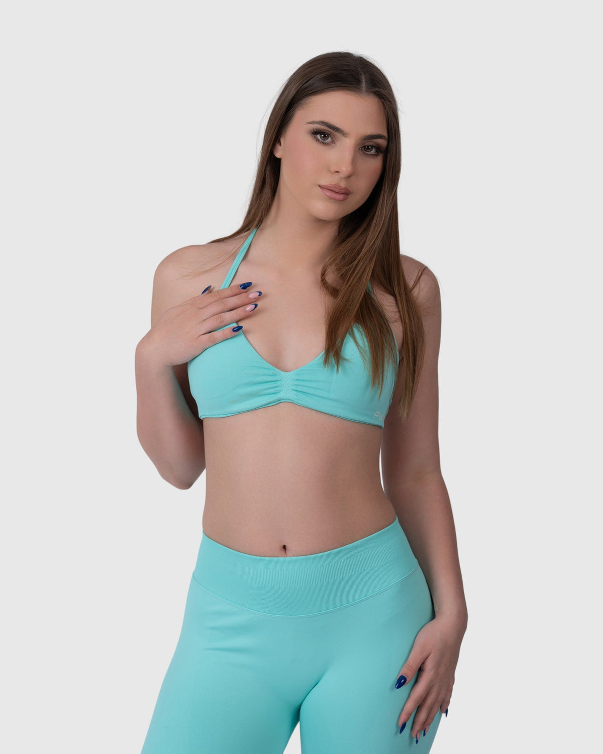 Form Backless Bra in aqua – alternate front view