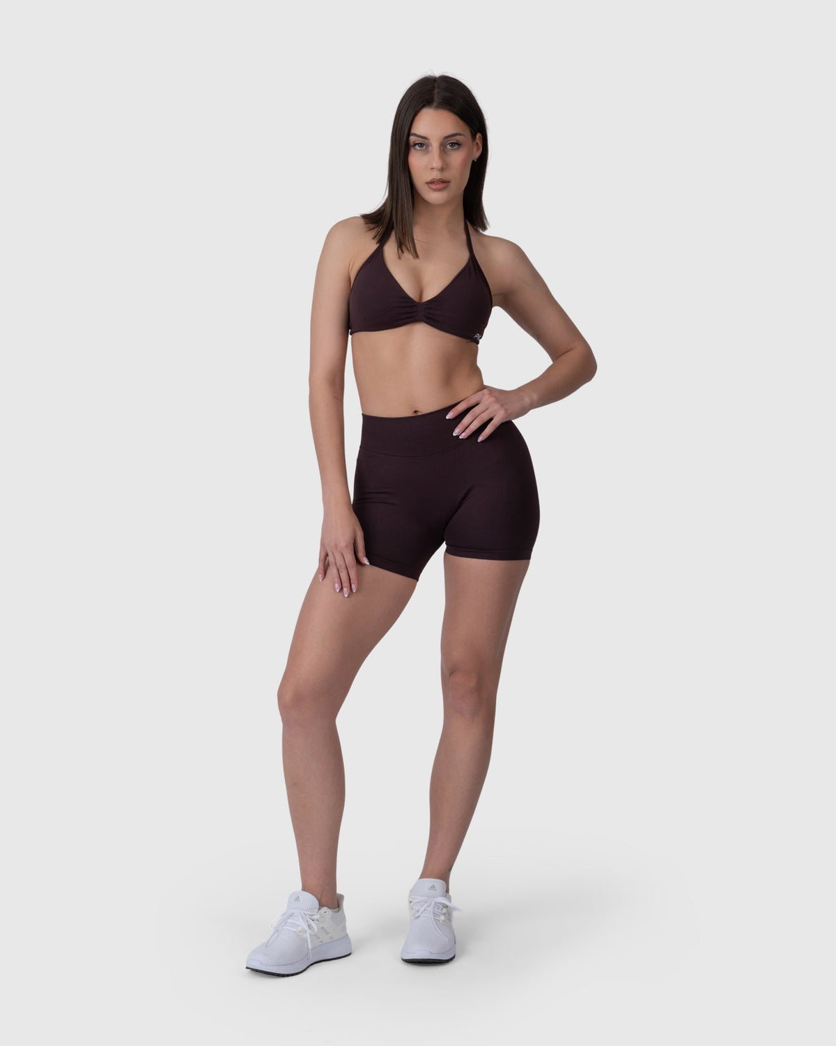 Form Sculpting Shorts in mocha – full-length front view