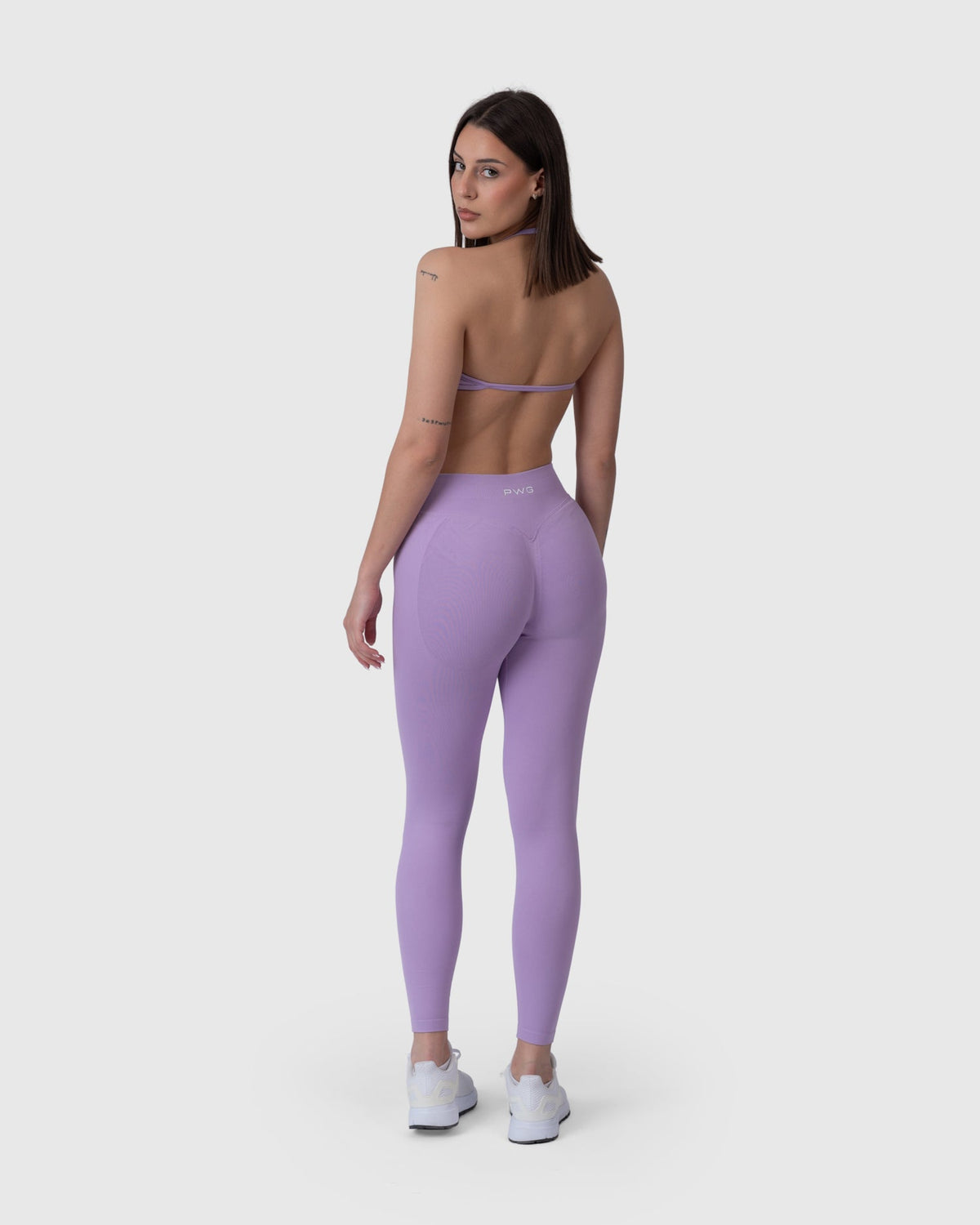 Form Sculpting Leggings in lavender – full-length back view