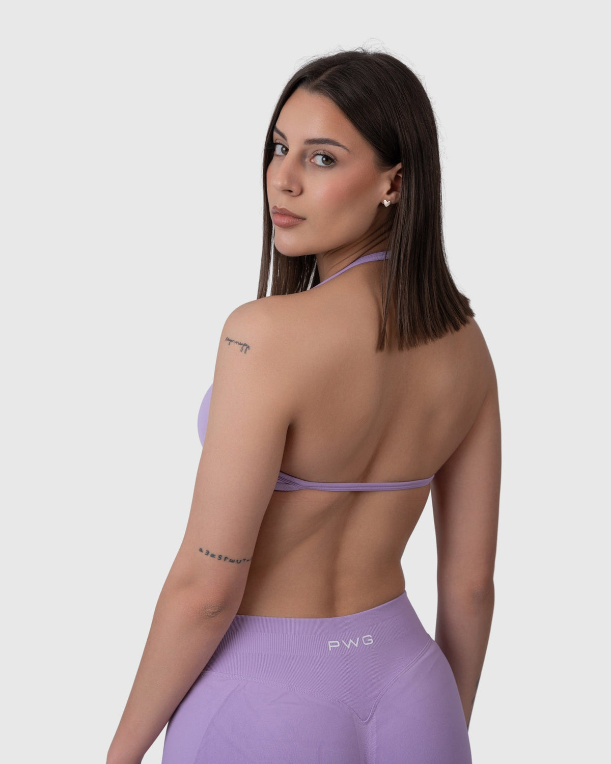 Form Backless Bra in lavender – back three-quarter view