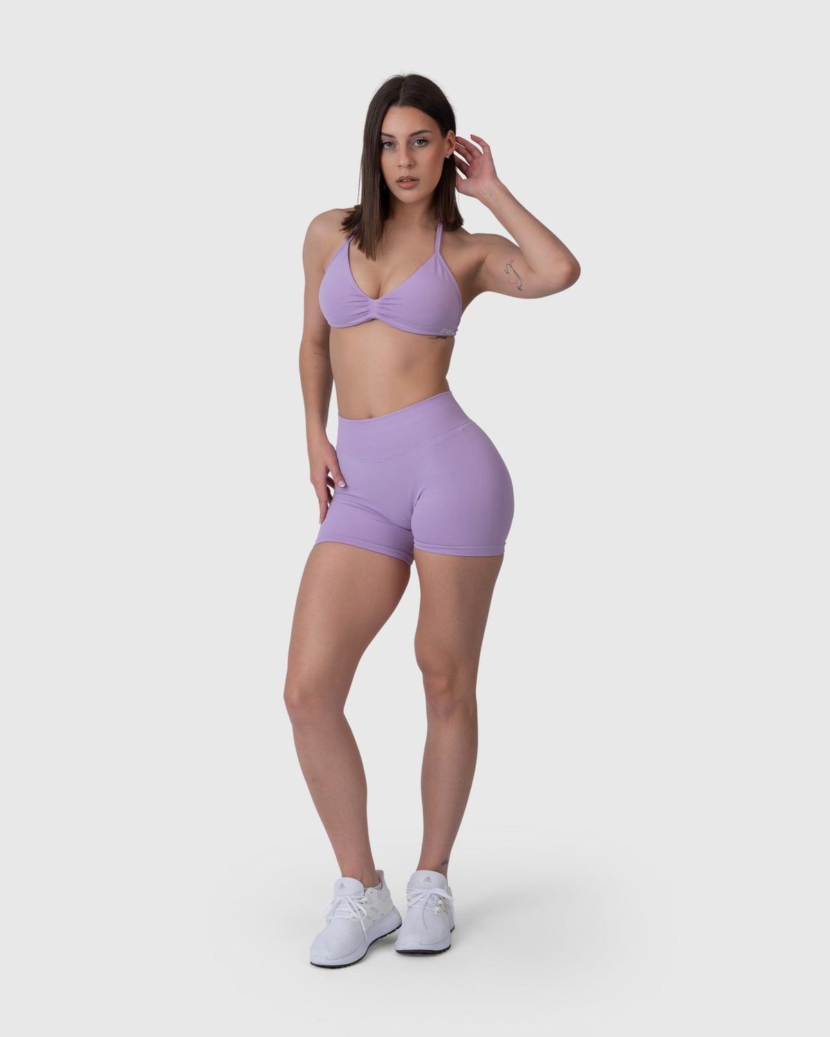 Form Sculpting Shorts in lavender – full-length front view