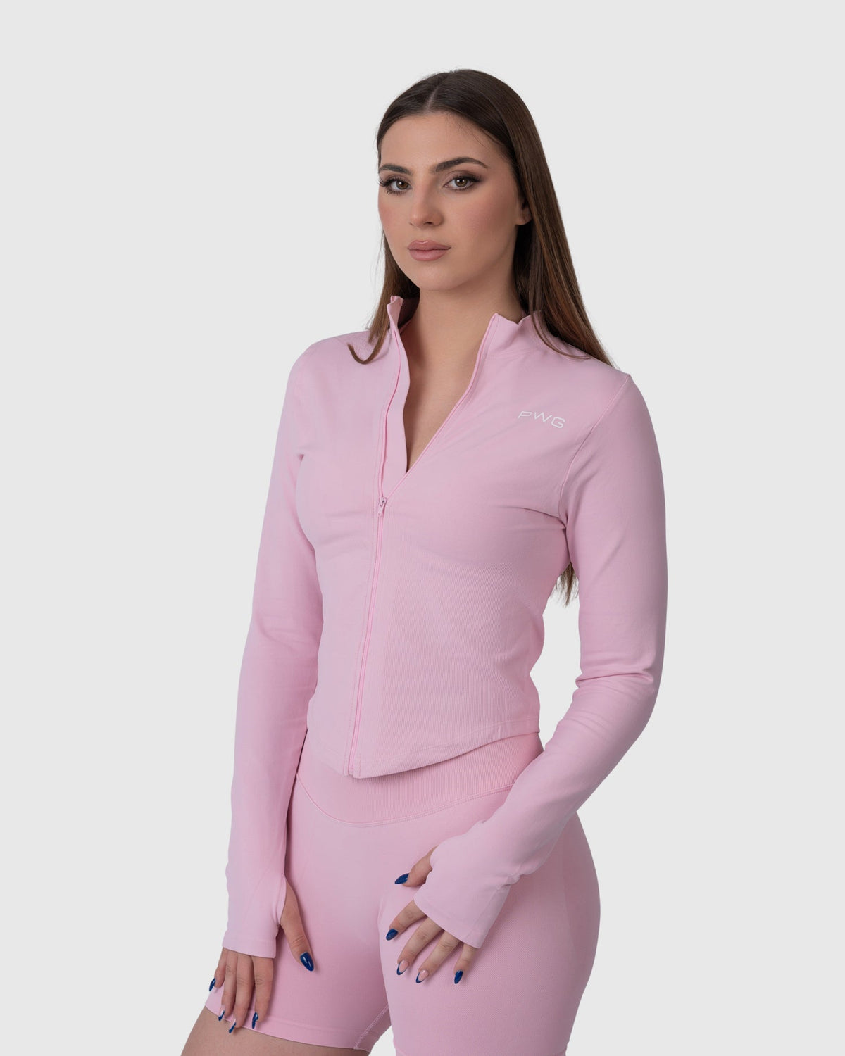 Form Zip Jacket in pink – three-quarter view