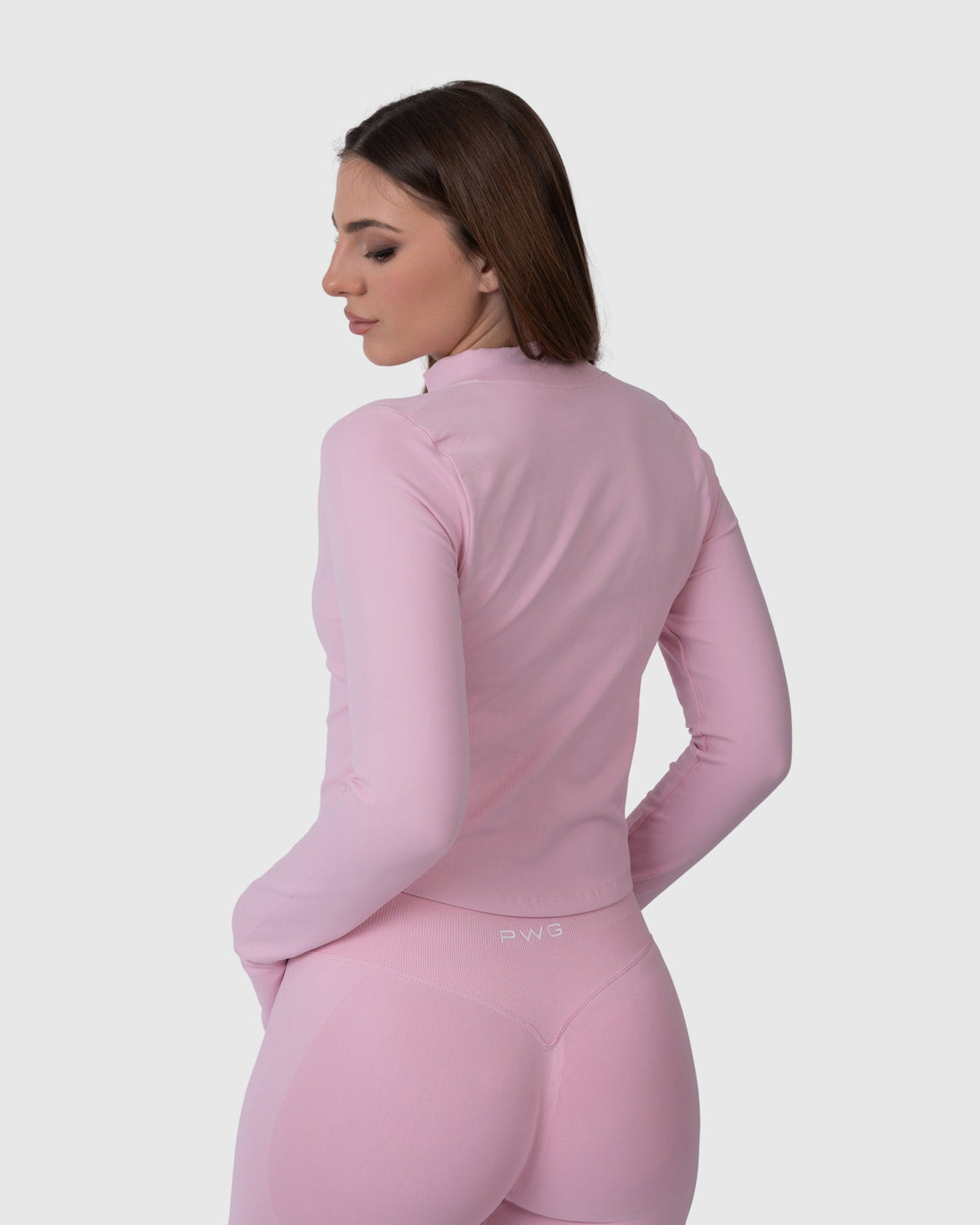 Form Zip Jacket in pink – back three-quarter view