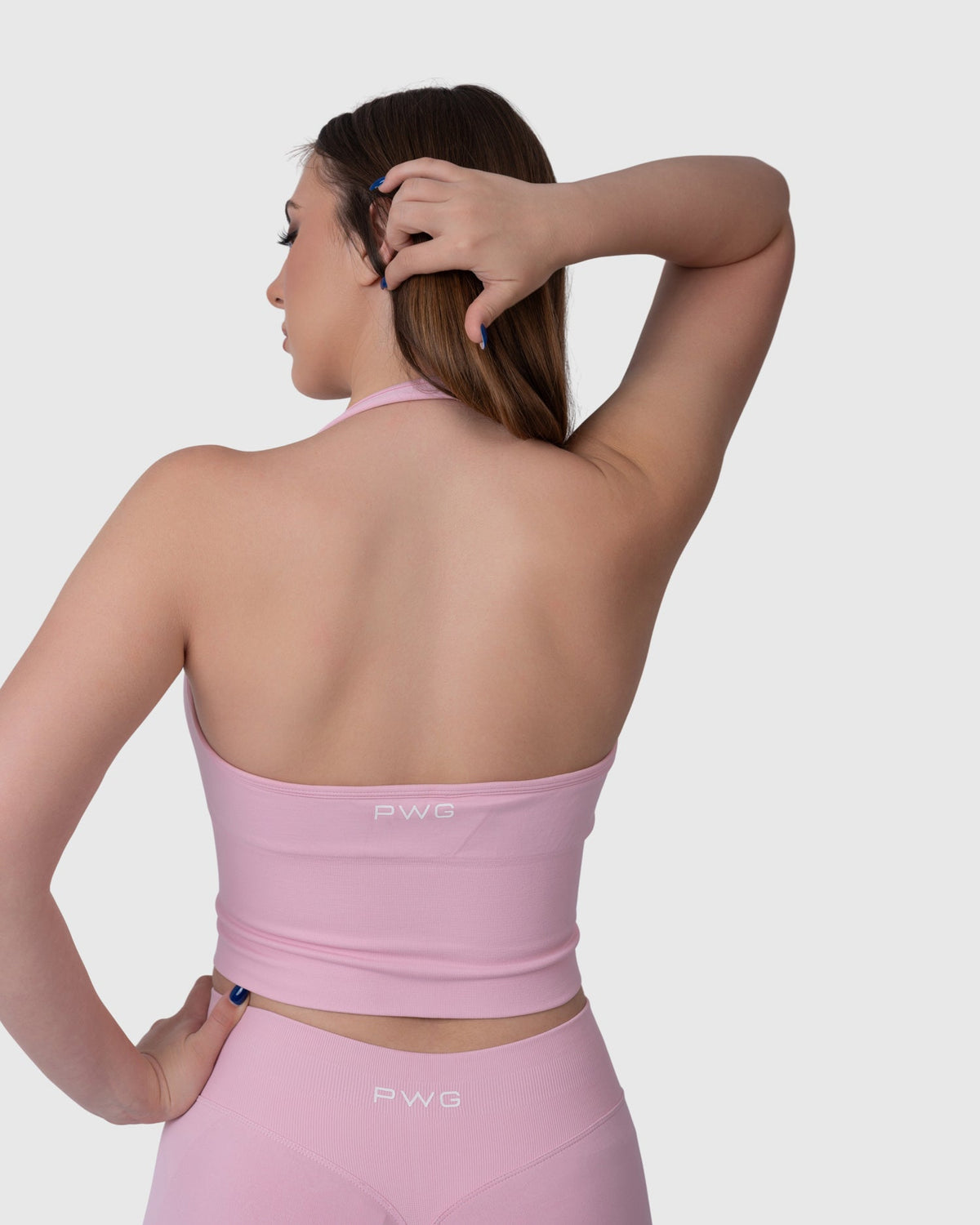 Form Halter Top in pink – back view