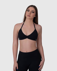 Shop Lily Form Backless Bra in black, halter-neck backless bra top – front view