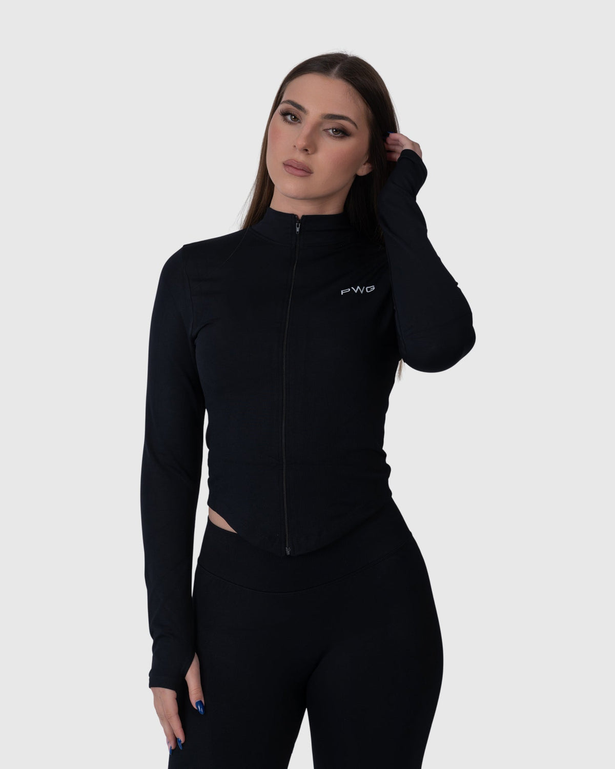 Form Zip Jacket in black – three-quarter view