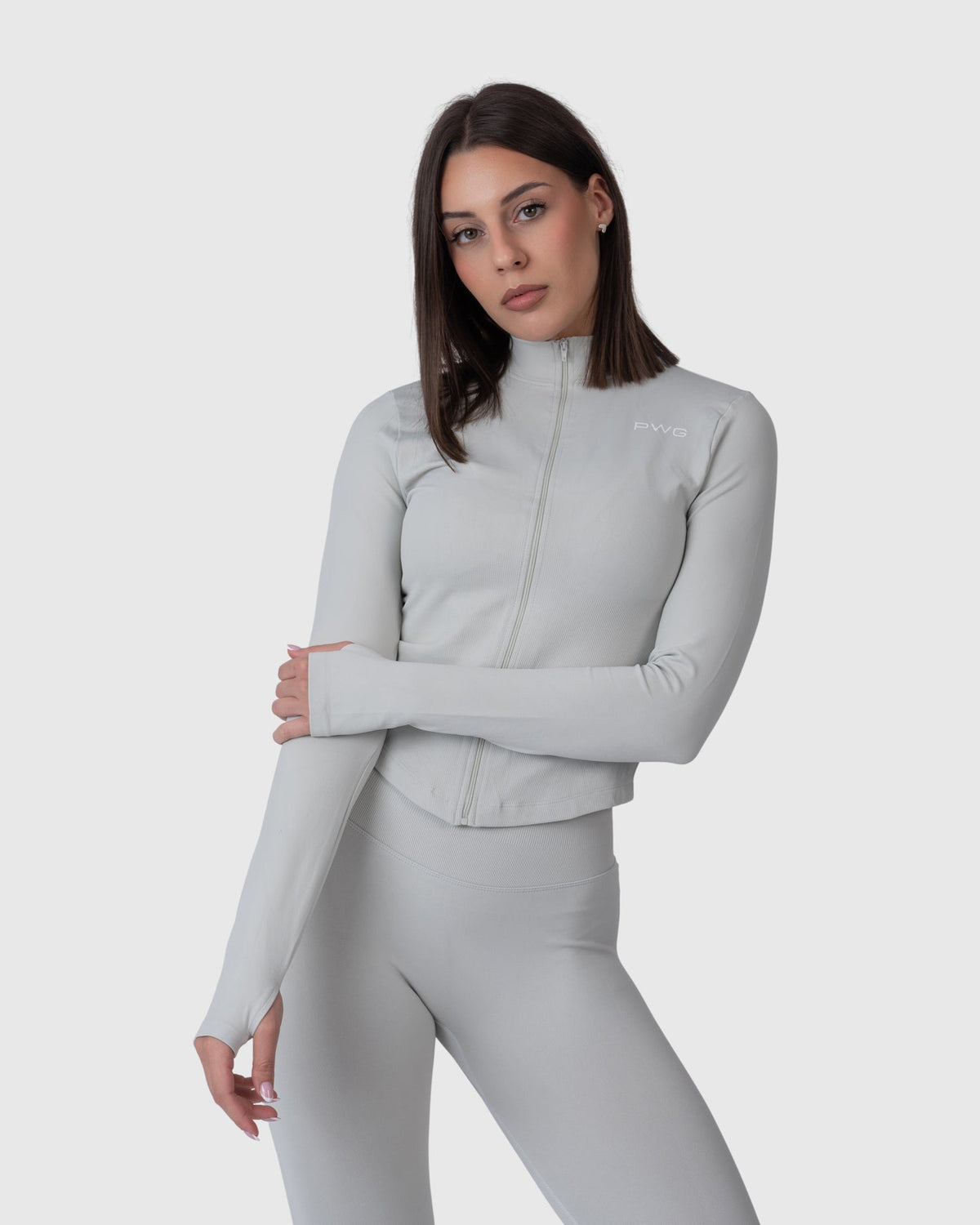 Form Zip Jacket in light grey – three-quarter view