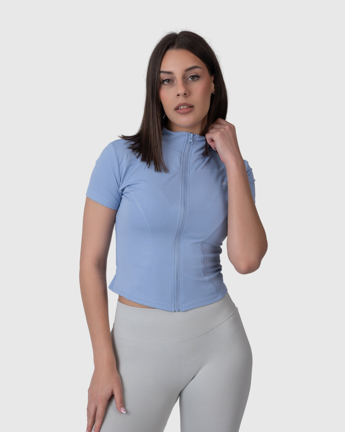 Motion Sculpt Jacket in powder blue – front view