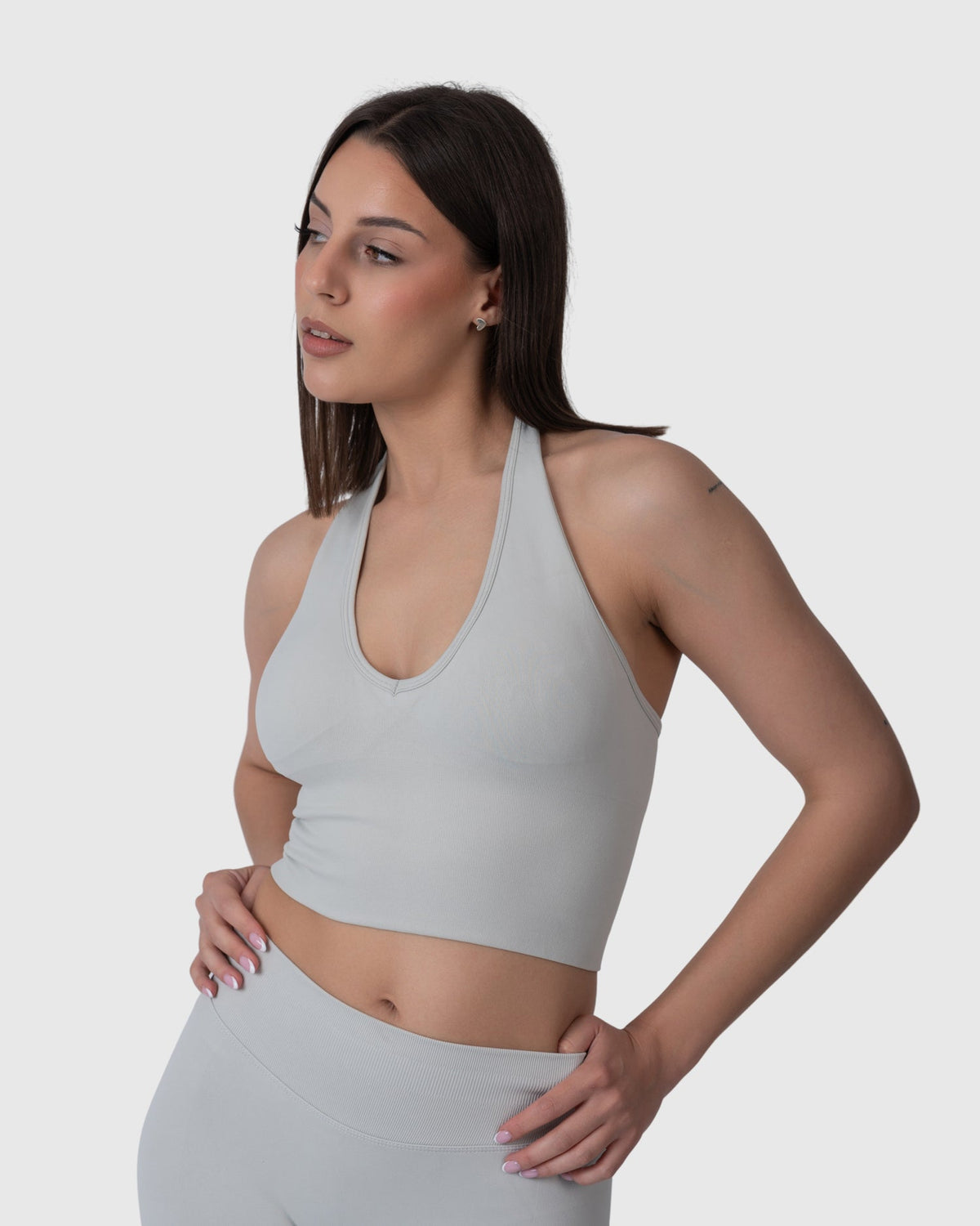 Form Halter Top in light grey – three-quarter view