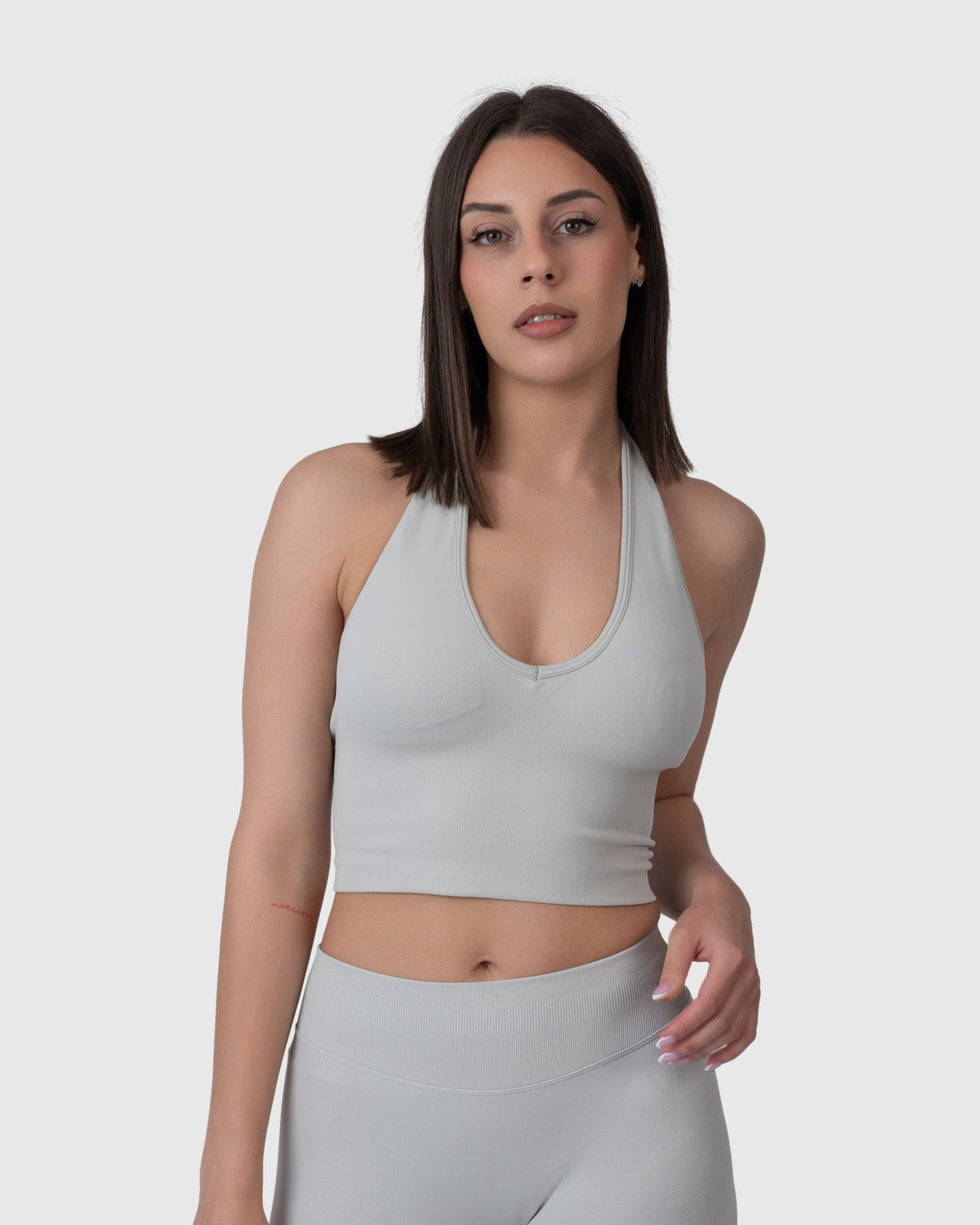 Form Halter Top in light grey – alternate front view