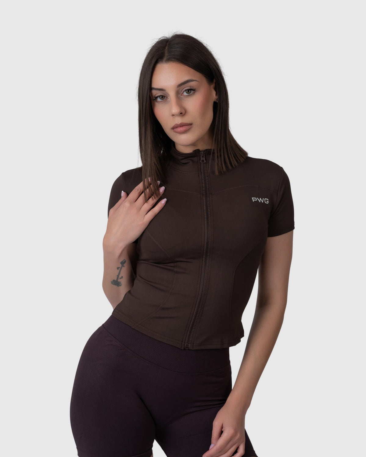 Motion Sculpt Jacket in mocha – alternate front view