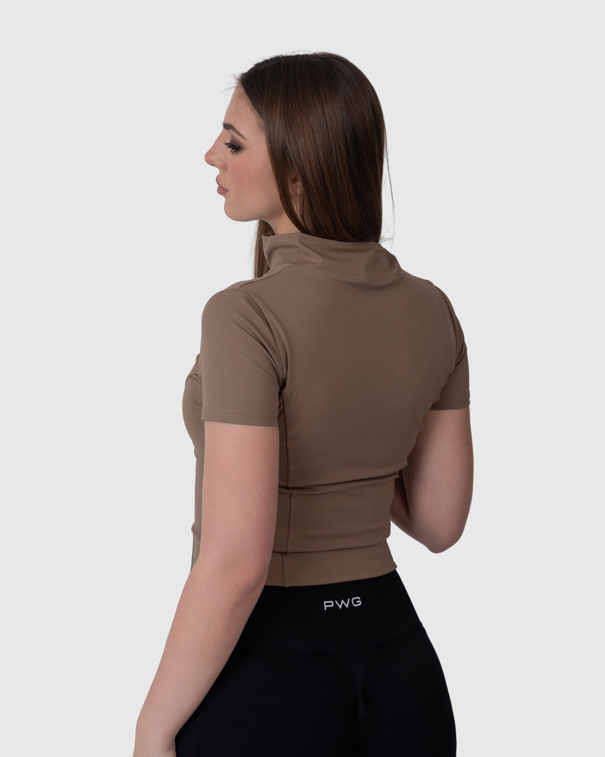 Motion Sculpt Jacket in taupe – back three-quarter view