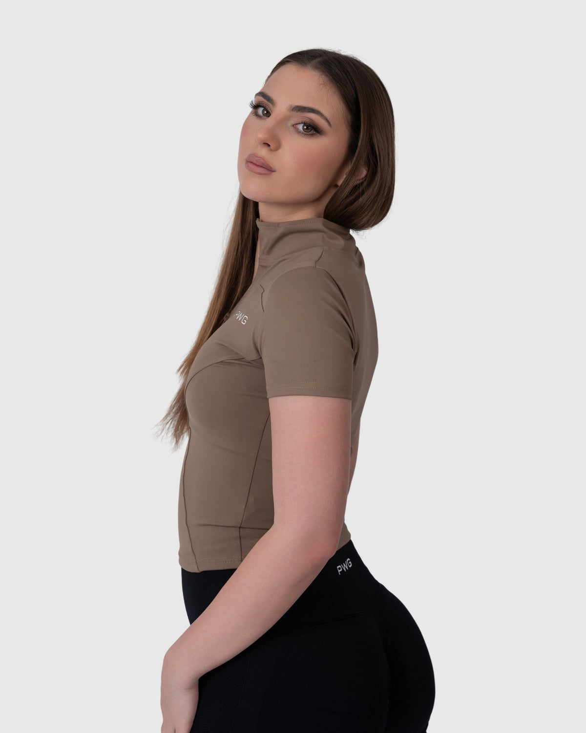 Motion Sculpt Jacket in taupe – alternate back three-quarter view