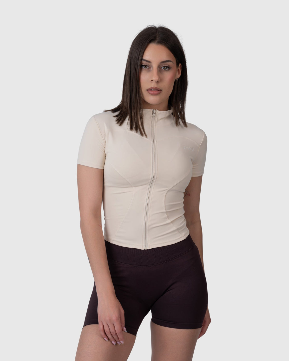 Motion Sculpt Jacket in cream – three-quarter view