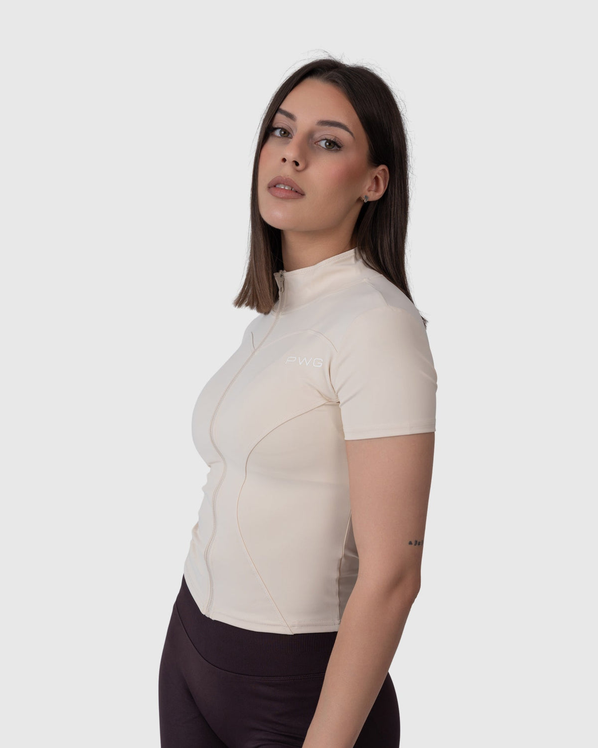 Motion Sculpt Jacket in cream – side view