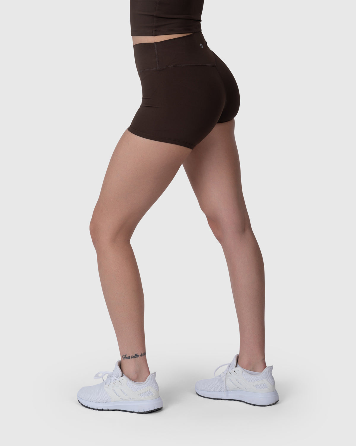 Align Soft Shorts in espresso – back three-quarter view