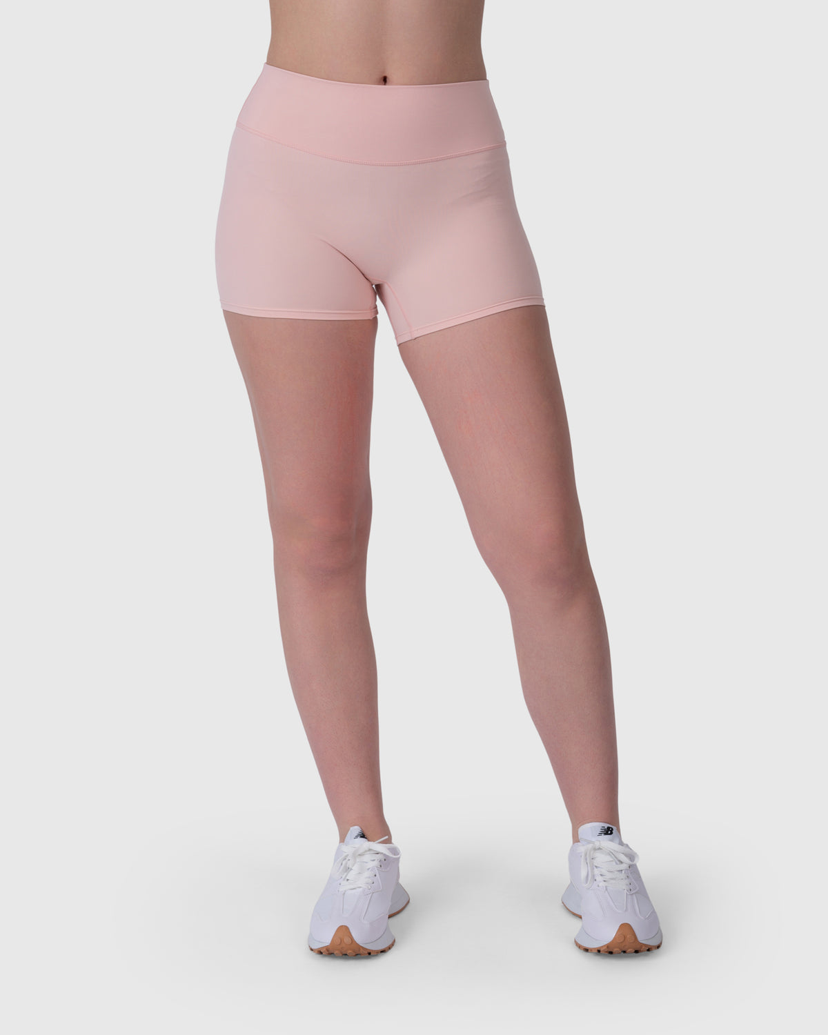 Shop Lily Align Soft Shorts in pink, high-waisted athleisure shorts – front view